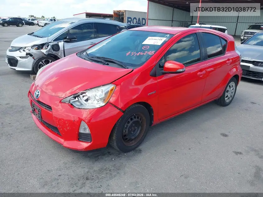 2013 Toyota Prius C One VIN: JTDKDTB32D1038772 Lot: 45546248