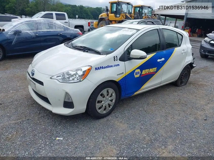 2013 Toyota Prius C Two VIN: JTDKDTB31D1536946 Lot: 45551787