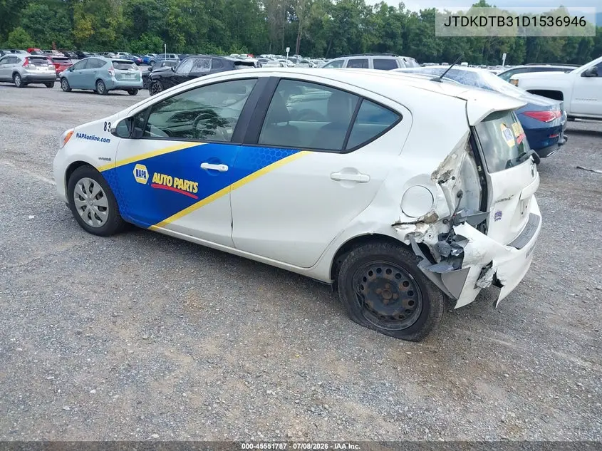 2013 Toyota Prius C Two VIN: JTDKDTB31D1536946 Lot: 45551787