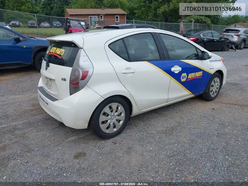 2013 Toyota Prius C Two VIN: JTDKDTB31D1536946 Lot: 45551787