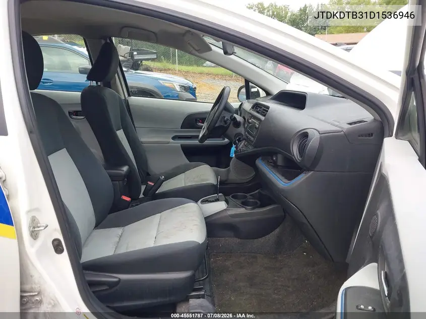 2013 Toyota Prius C Two VIN: JTDKDTB31D1536946 Lot: 45551787