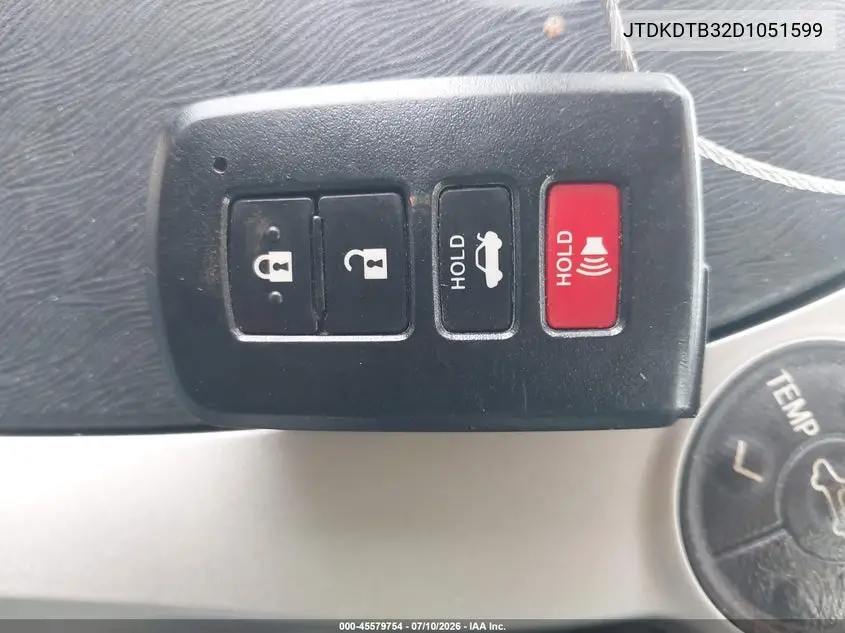 2013 Toyota Prius C Three VIN: JTDKDTB32D1051599 Lot: 45579754