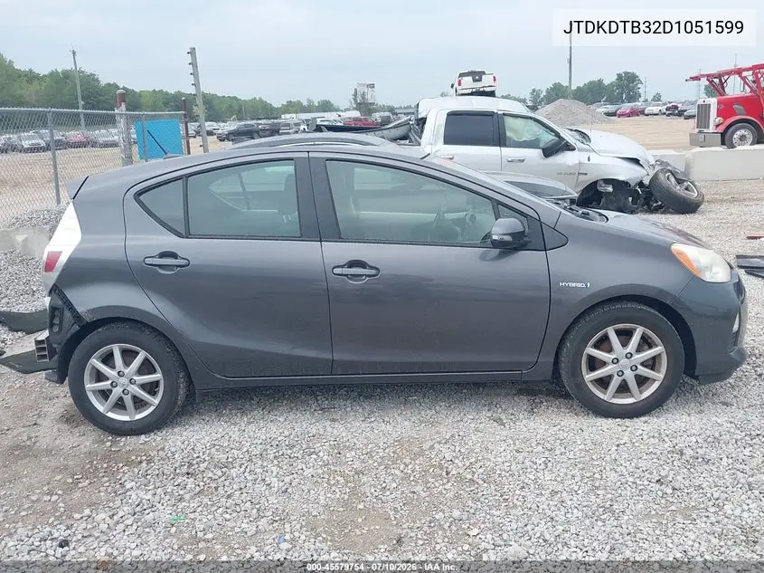 2013 Toyota Prius C Three VIN: JTDKDTB32D1051599 Lot: 45579754