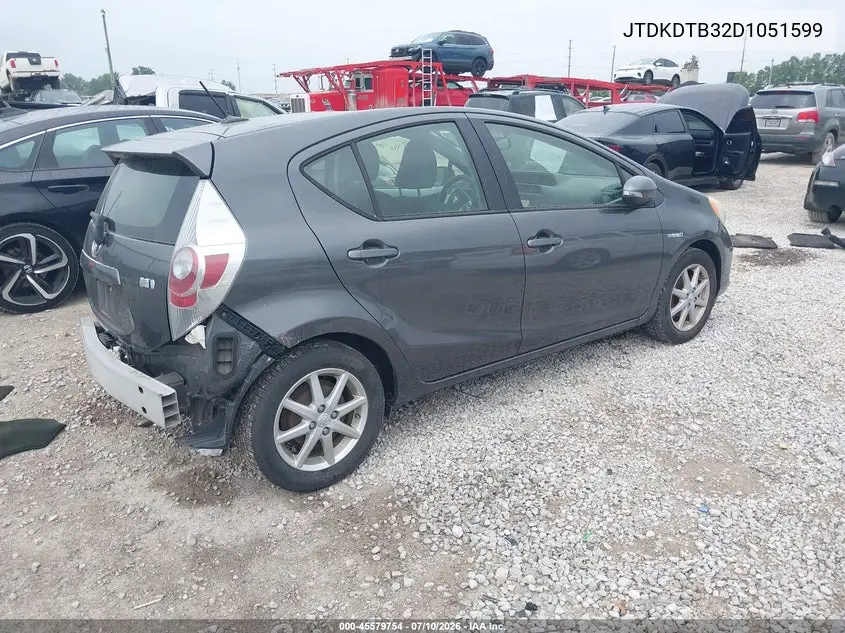 2013 Toyota Prius C Three VIN: JTDKDTB32D1051599 Lot: 45579754