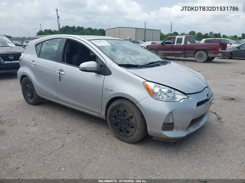 2013 Toyota Prius C Two VIN: JTDKDTB32D1531786 Lot: 45600778