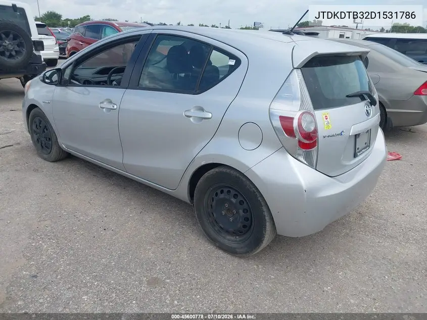 2013 Toyota Prius C Two VIN: JTDKDTB32D1531786 Lot: 45600778