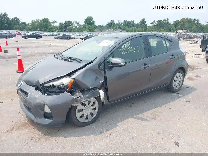 2013 Toyota Prius C Two VIN: JTDKDTB3XD1552160 Lot: 45634827