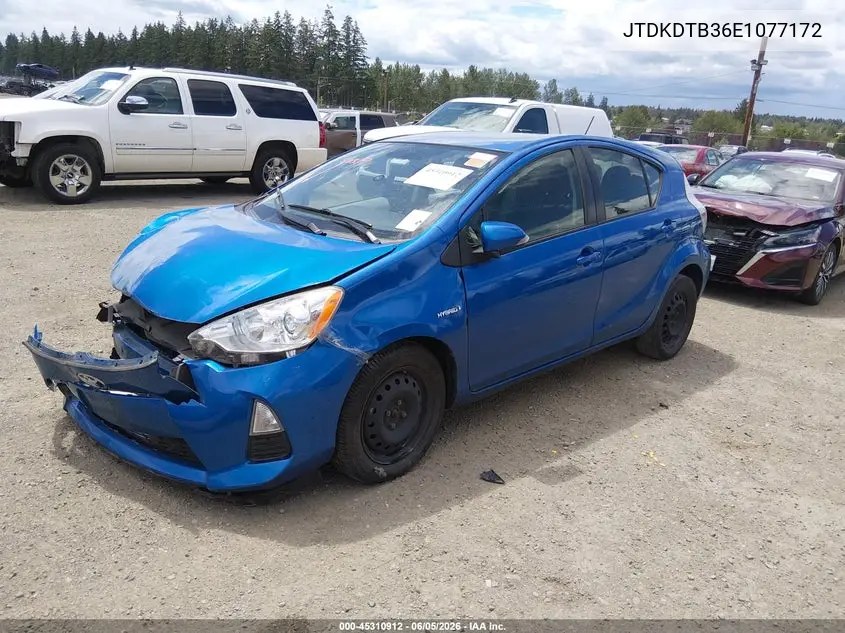 2014 Toyota Prius C Two VIN: JTDKDTB36E1077172 Lot: 45310912