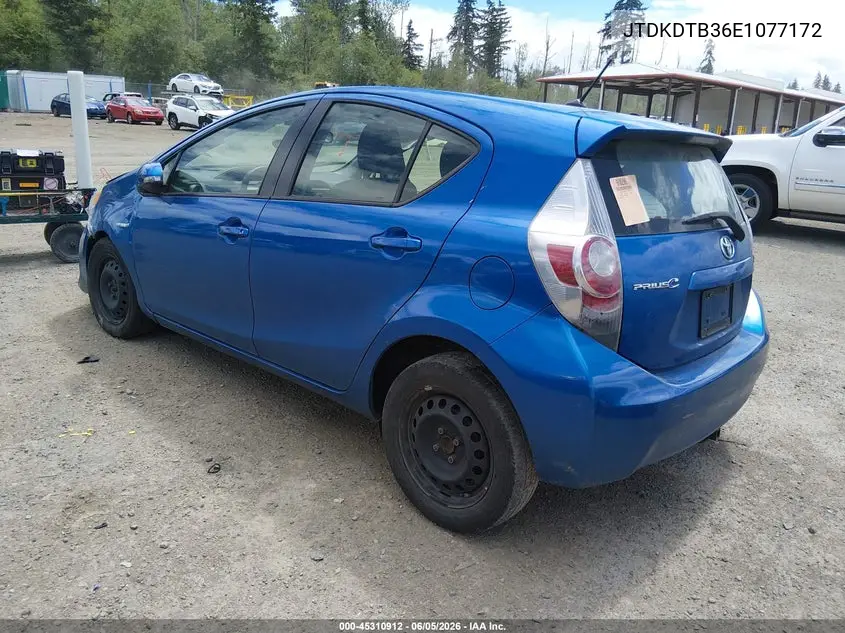 2014 Toyota Prius C Two VIN: JTDKDTB36E1077172 Lot: 45310912