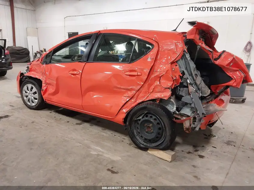 2014 Toyota Prius C Two VIN: JTDKDTB38E1078677 Lot: 45363277