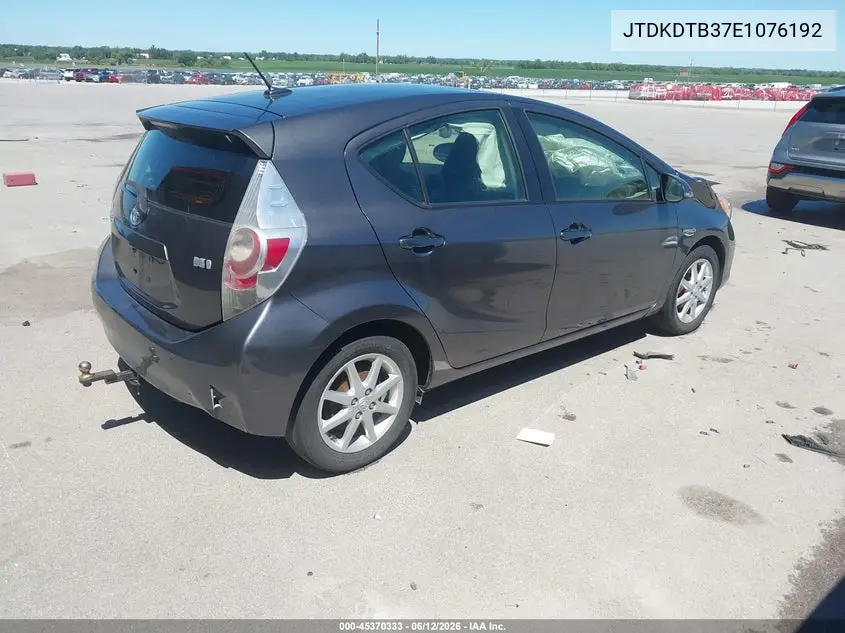 2014 Toyota Prius C Four VIN: JTDKDTB37E1076192 Lot: 45370333