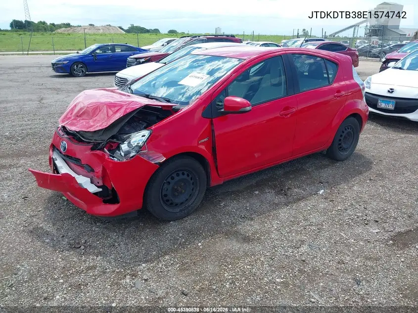 2014 Toyota Prius C One VIN: JTDKDTB38E1574742 Lot: 45390838