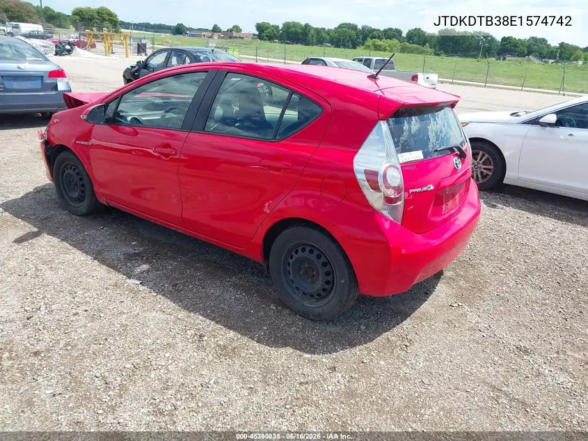 2014 Toyota Prius C One VIN: JTDKDTB38E1574742 Lot: 45390838