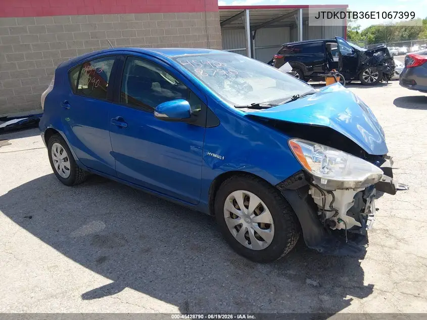 2014 Toyota Prius C Two VIN: JTDKDTB36E1067399 Lot: 45428790