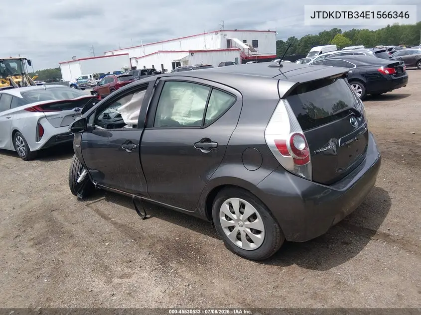 2014 Toyota Prius C Three VIN: JTDKDTB34E1566346 Lot: 45530533