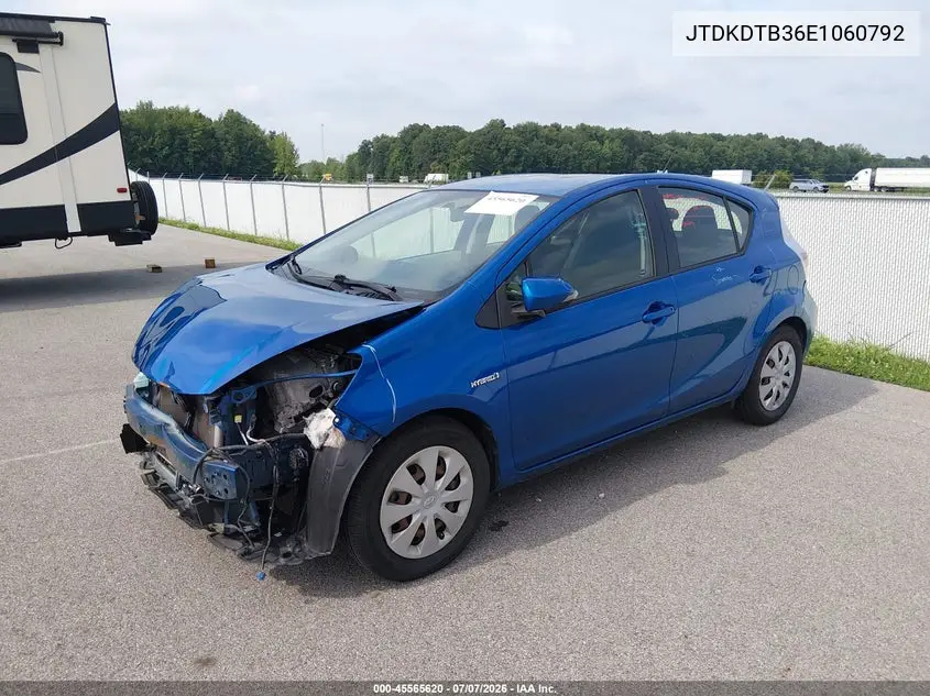 2014 Toyota Prius C Two VIN: JTDKDTB36E1060792 Lot: 45565620