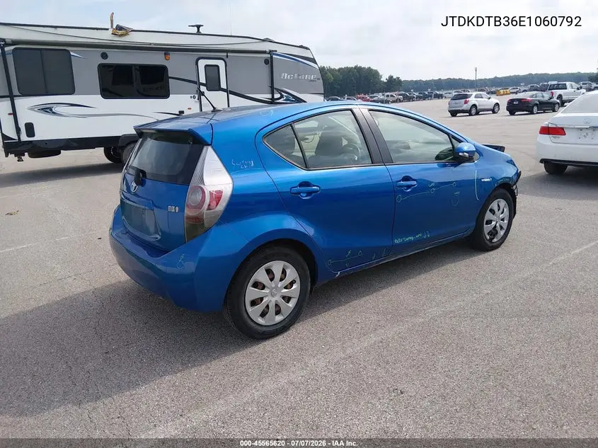 2014 Toyota Prius C Two VIN: JTDKDTB36E1060792 Lot: 45565620
