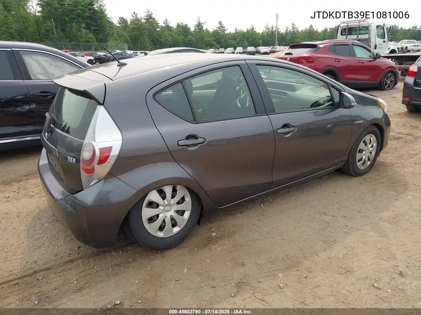 2014 Toyota Prius C Two VIN: JTDKDTB39E1081006 Lot: 45602790
