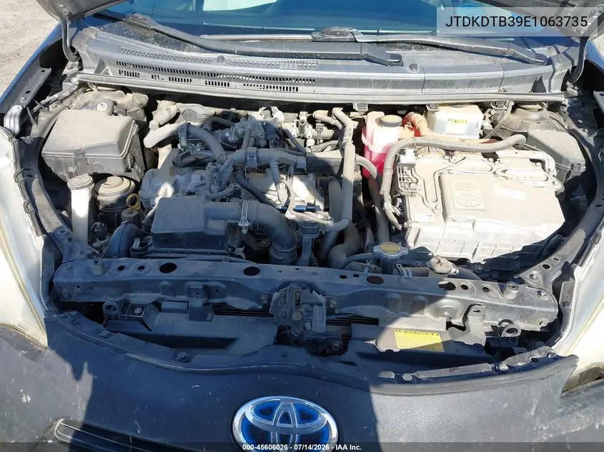 2014 Toyota Prius C One VIN: JTDKDTB39E1063735 Lot: 45606026