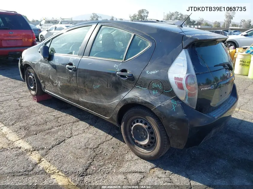 2014 Toyota Prius C One VIN: JTDKDTB39E1063735 Lot: 45606026