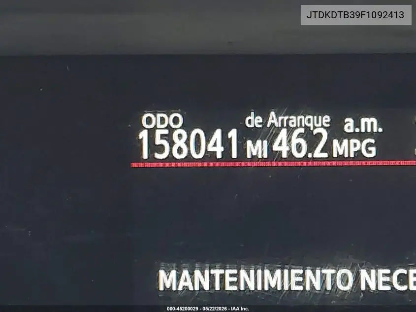 2015 Toyota Prius C Two VIN: JTDKDTB39F1092413 Lot: 45200029