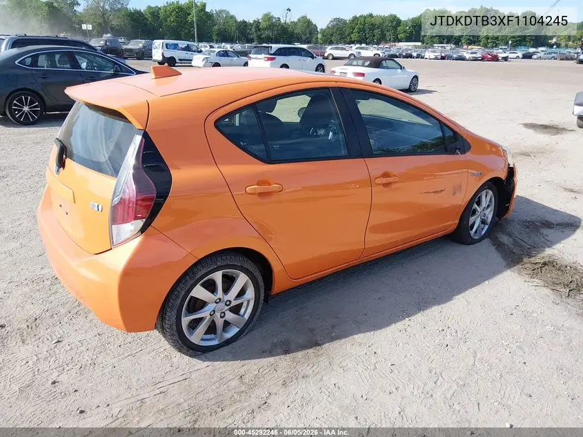 2015 Toyota Prius C Four VIN: JTDKDTB3XF1104245 Lot: 45292246