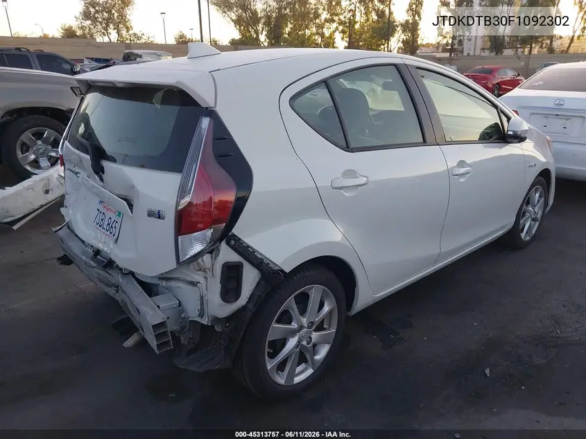 2015 Toyota Prius C Four VIN: JTDKDTB30F1092302 Lot: 45313757