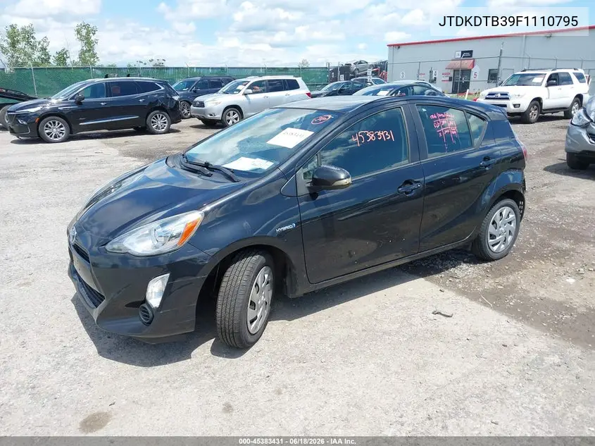 2015 Toyota Prius C Three VIN: JTDKDTB39F1110795 Lot: 45383431