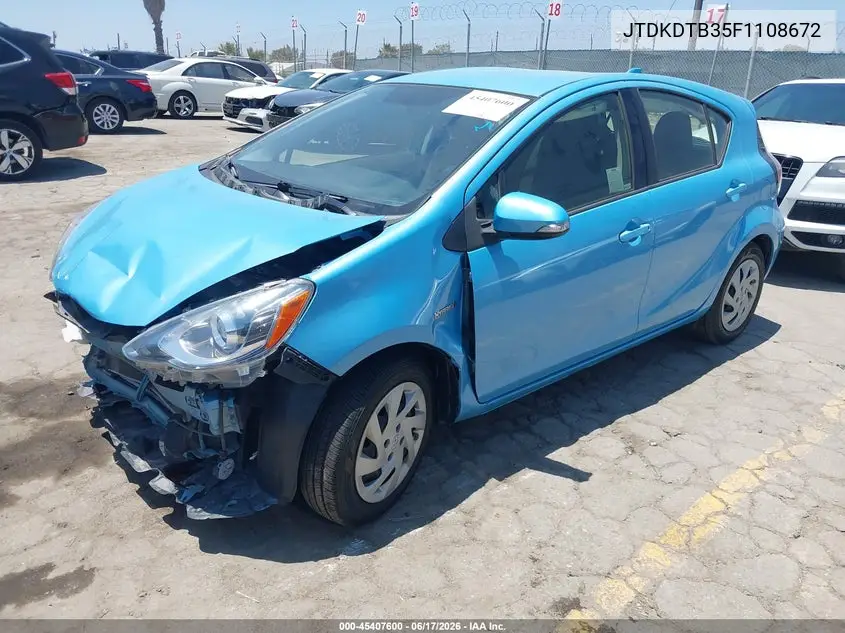 2015 Toyota Prius C Two VIN: JTDKDTB35F1108672 Lot: 45407600