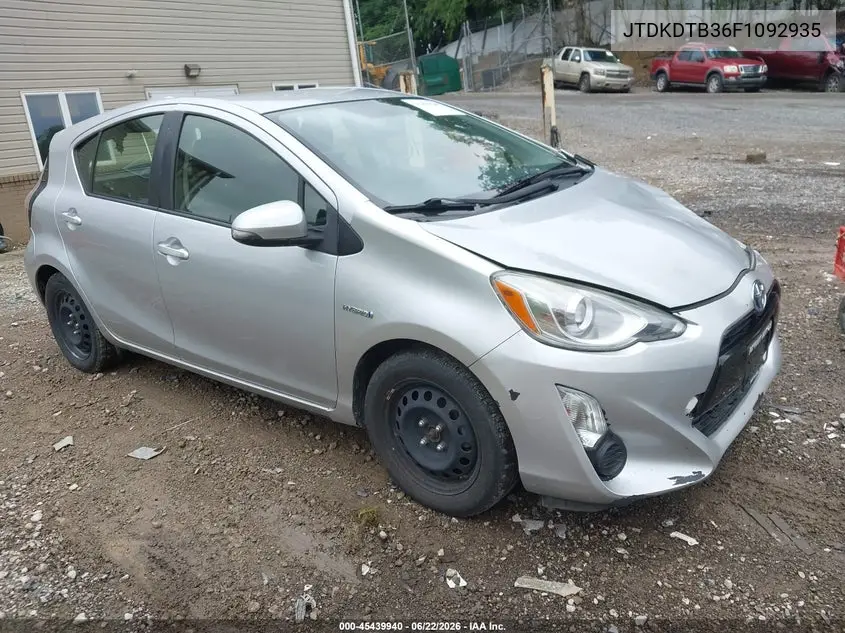 2015 Toyota Prius C Two VIN: JTDKDTB36F1092935 Lot: 45439940