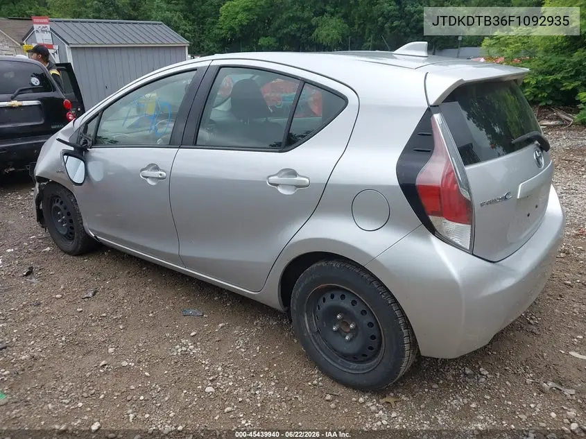 2015 Toyota Prius C Two VIN: JTDKDTB36F1092935 Lot: 45439940