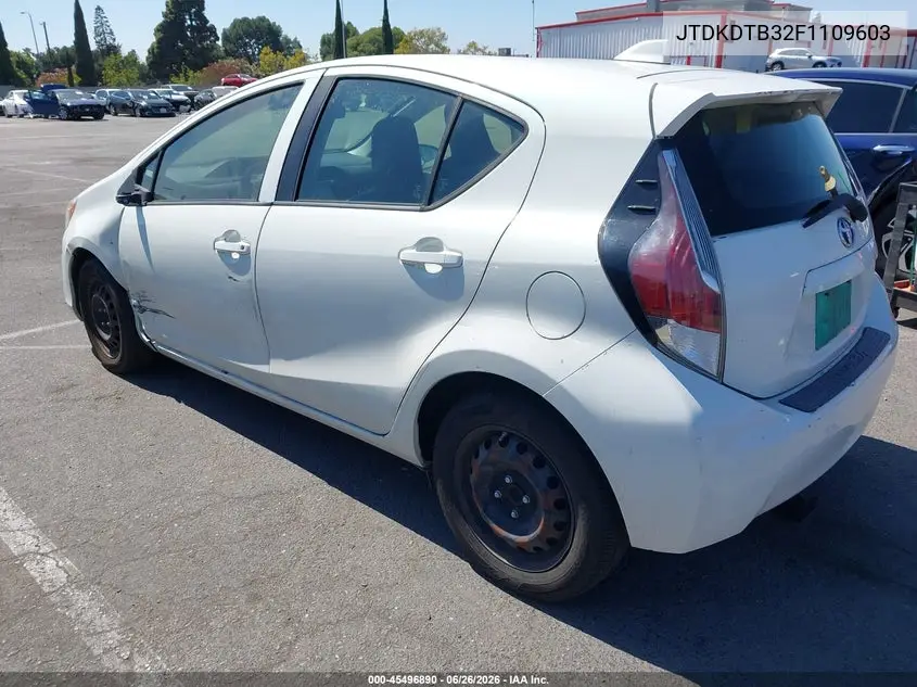 2015 Toyota Prius C One VIN: JTDKDTB32F1109603 Lot: 45496890