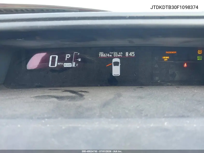 2015 Toyota Prius C Three VIN: JTDKDTB30F1098374 Lot: 45524750