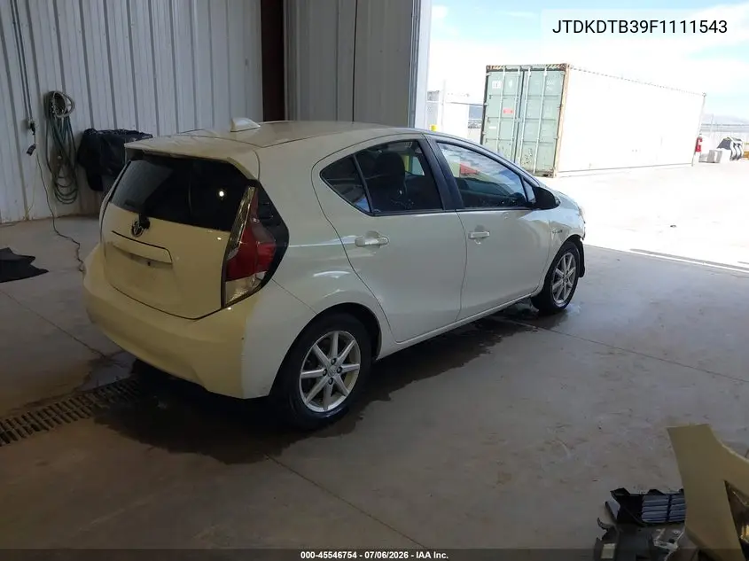 2015 Toyota Prius C Four VIN: JTDKDTB39F1111543 Lot: 45546754