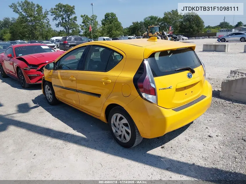 2015 Toyota Prius C Two VIN: JTDKDTB31F1098111 Lot: 45603716