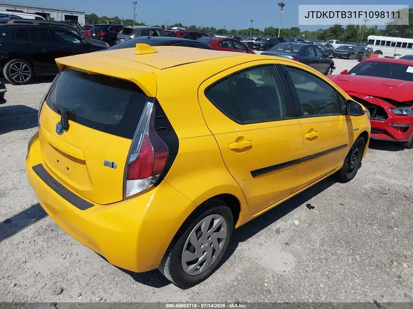 2015 Toyota Prius C Two VIN: JTDKDTB31F1098111 Lot: 45603716