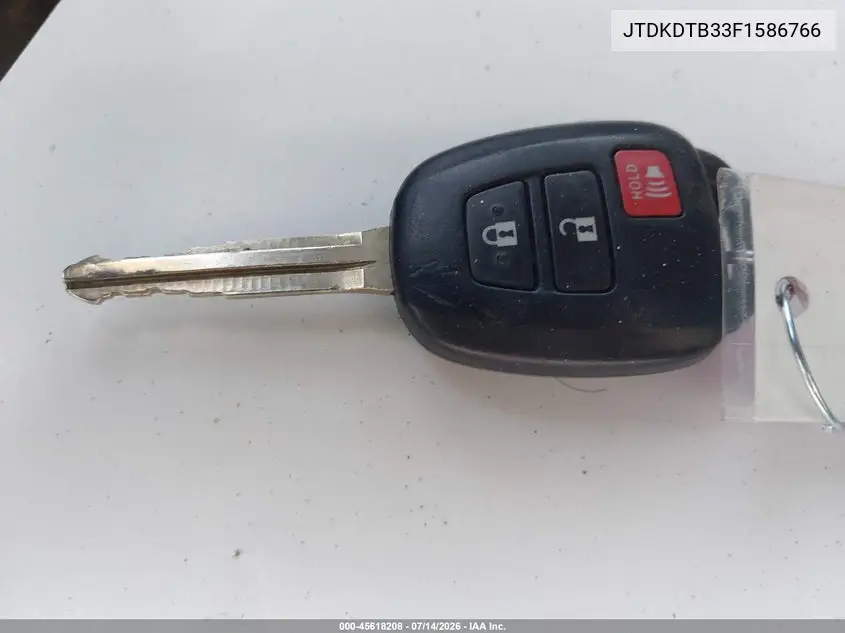 2015 Toyota Prius C One VIN: JTDKDTB33F1586766 Lot: 45618208