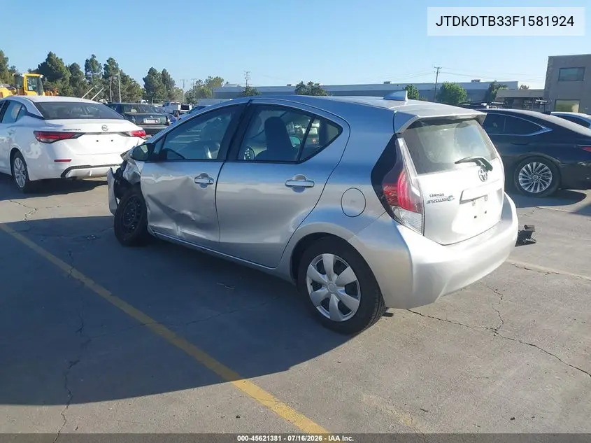 2015 Toyota Prius C One VIN: JTDKDTB33F1581924 Lot: 45621381