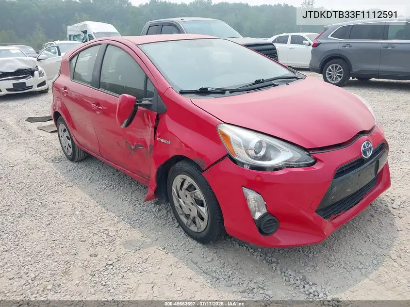 2015 Toyota Prius C Two VIN: JTDKDTB33F1112591 Lot: 45663697