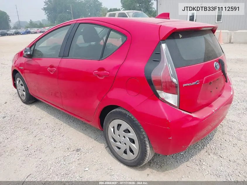 2015 Toyota Prius C Two VIN: JTDKDTB33F1112591 Lot: 45663697