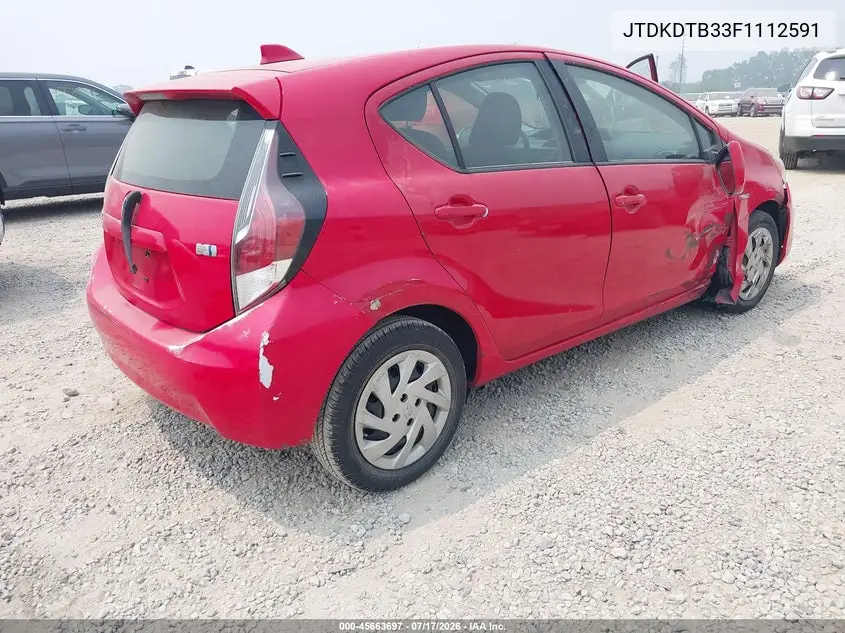 2015 Toyota Prius C Two VIN: JTDKDTB33F1112591 Lot: 45663697