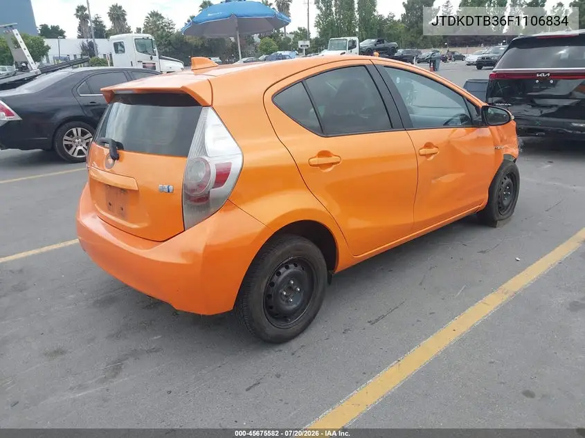 2015 Toyota Prius C Three VIN: JTDKDTB36F1106834 Lot: 45675582
