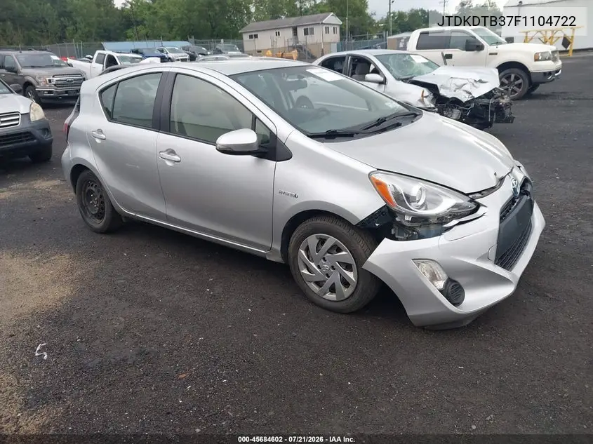 2015 Toyota Prius C One VIN: JTDKDTB37F1104722 Lot: 45684602