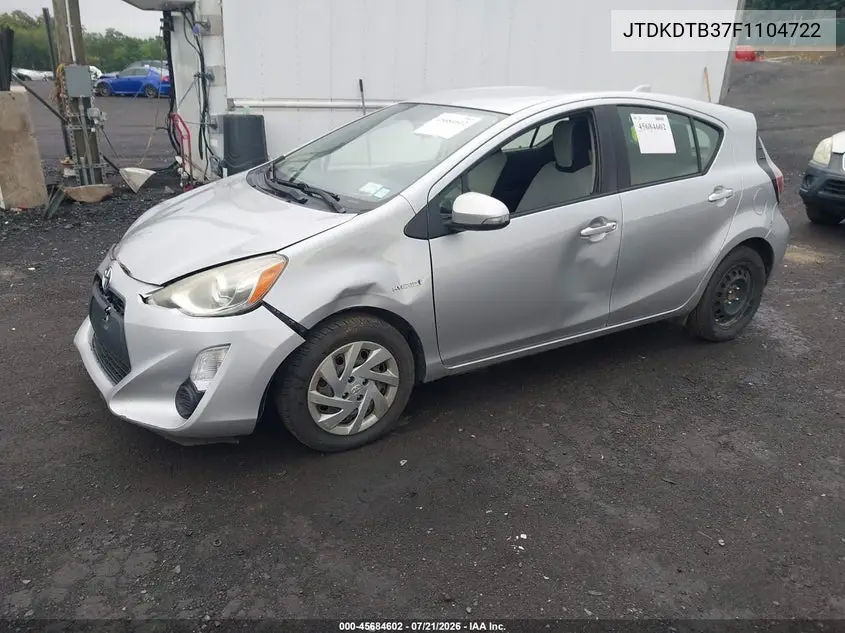2015 Toyota Prius C One VIN: JTDKDTB37F1104722 Lot: 45684602