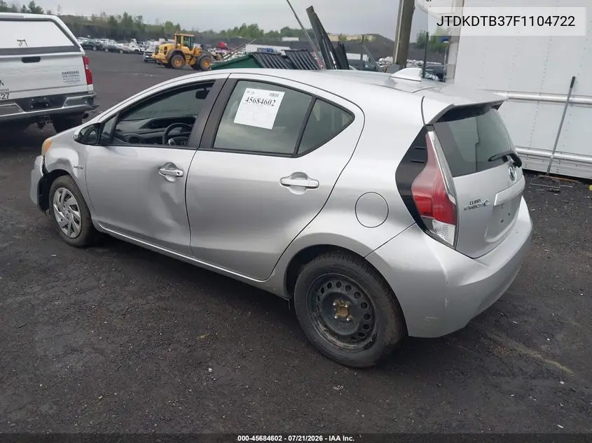 2015 Toyota Prius C One VIN: JTDKDTB37F1104722 Lot: 45684602