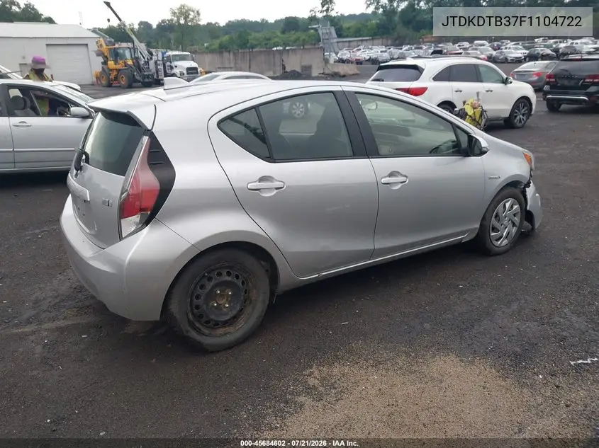 2015 Toyota Prius C One VIN: JTDKDTB37F1104722 Lot: 45684602