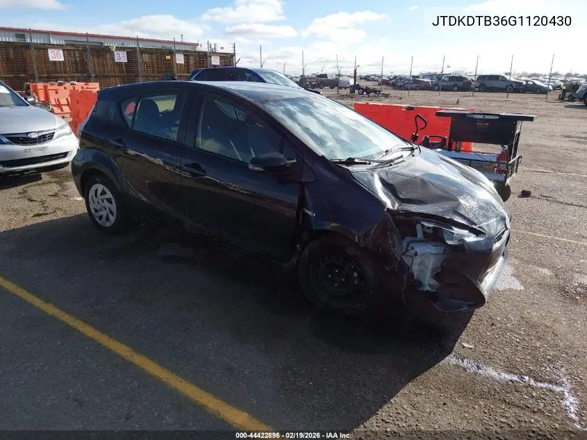 2016 Toyota Prius C Two VIN: JTDKDTB36G1120430 Lot: 44422896