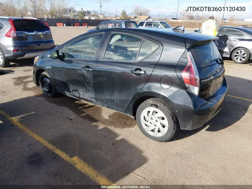 2016 Toyota Prius C Two VIN: JTDKDTB36G1120430 Lot: 44422896
