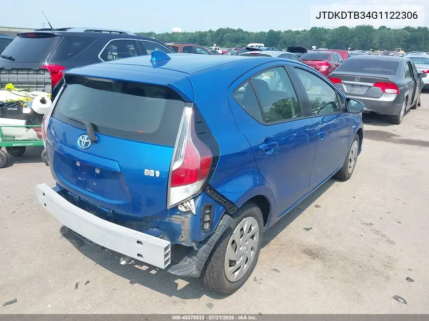 2016 Toyota Prius C Two VIN: JTDKDTB34G1122306 Lot: 45378533