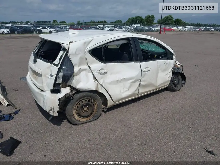 2016 Toyota Prius C Two VIN: JTDKDTB30G1121668 Lot: 45386239